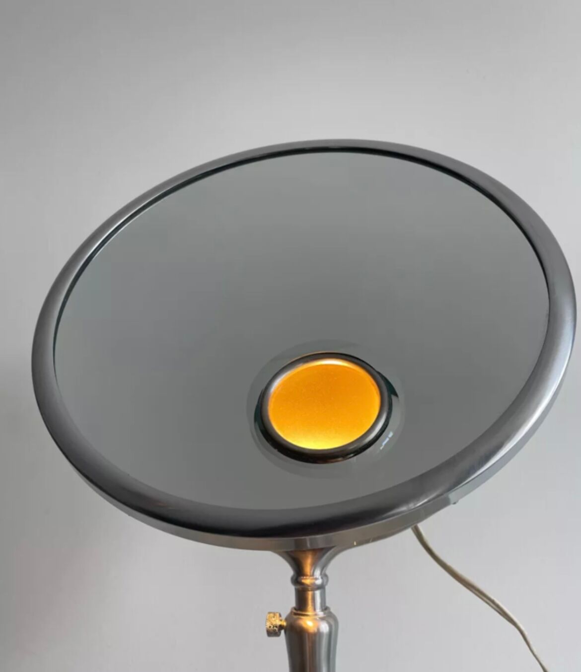 Vintage chrome Brot mirror, magnifying and illuminating, on adjustable stand, France 1960