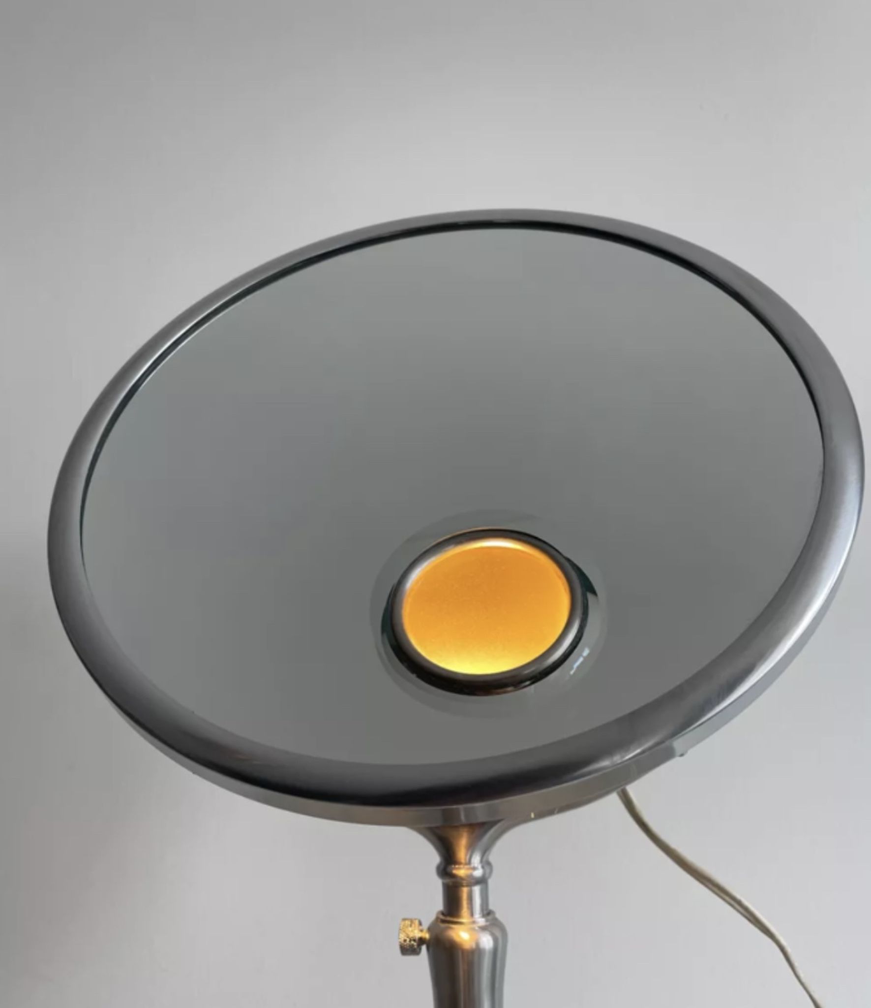 Vintage chrome Brot mirror, magnifying and illuminating, on adjustable stand, France 1960