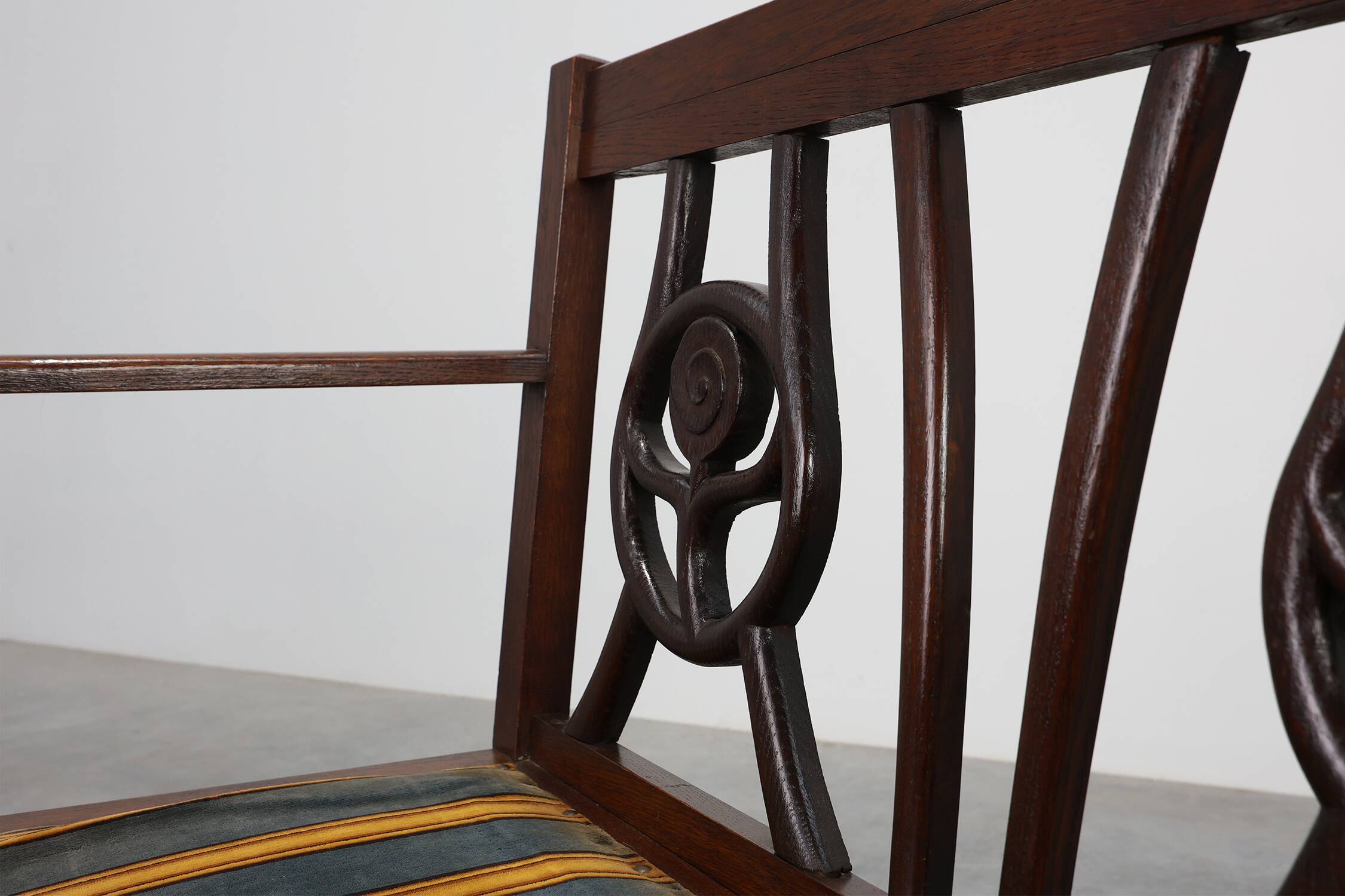 Belgium art deco bench in oak wood 1920s