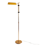 Vintage 1970s gilded brass adjustable and swivel floor lamp / reading lamp