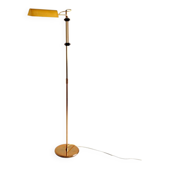 Vintage 1970s gilded brass adjustable and swivel floor lamp / reading lamp