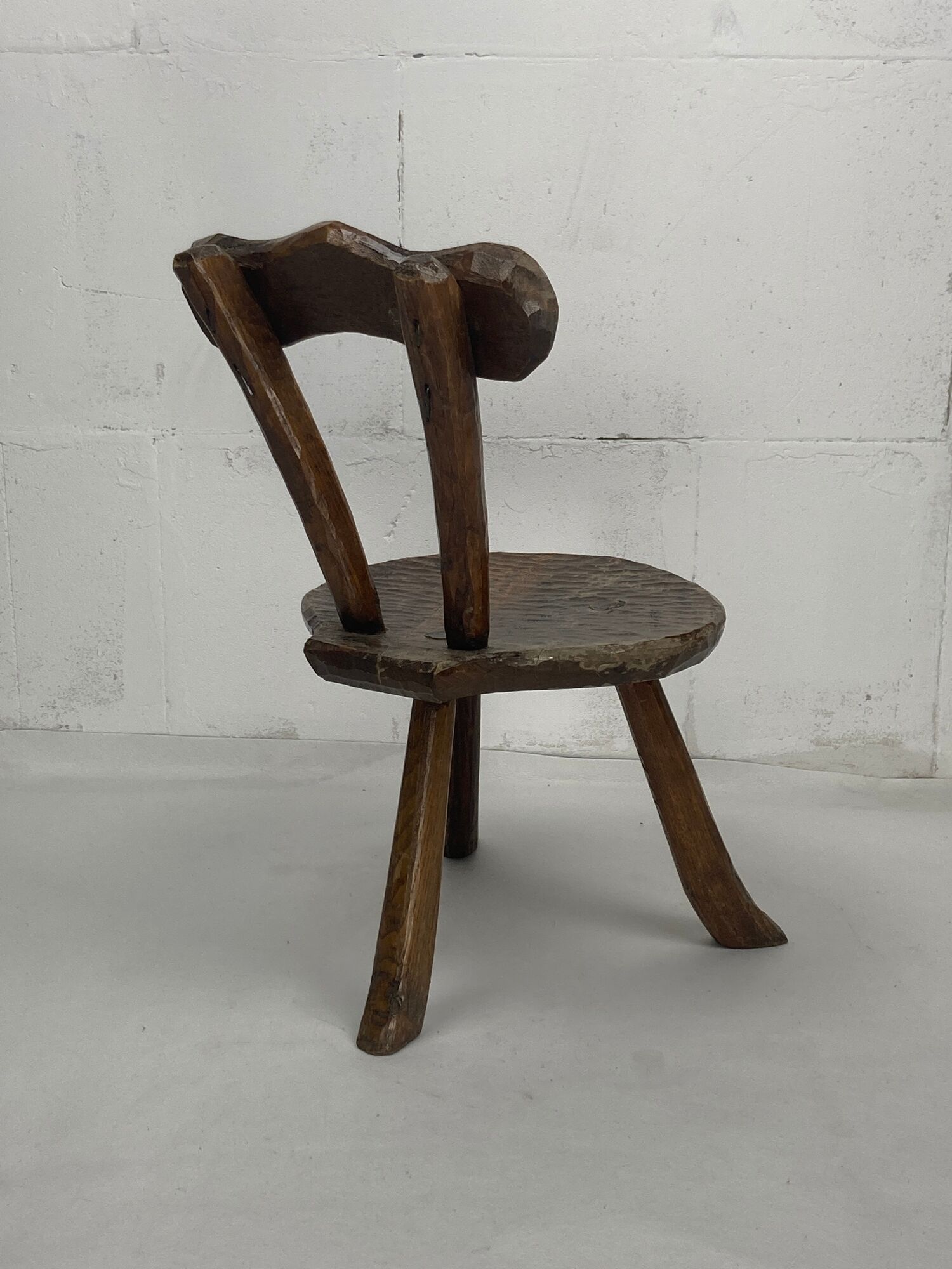 Brutalist Wabi Sabi milking chair, France ca 1950