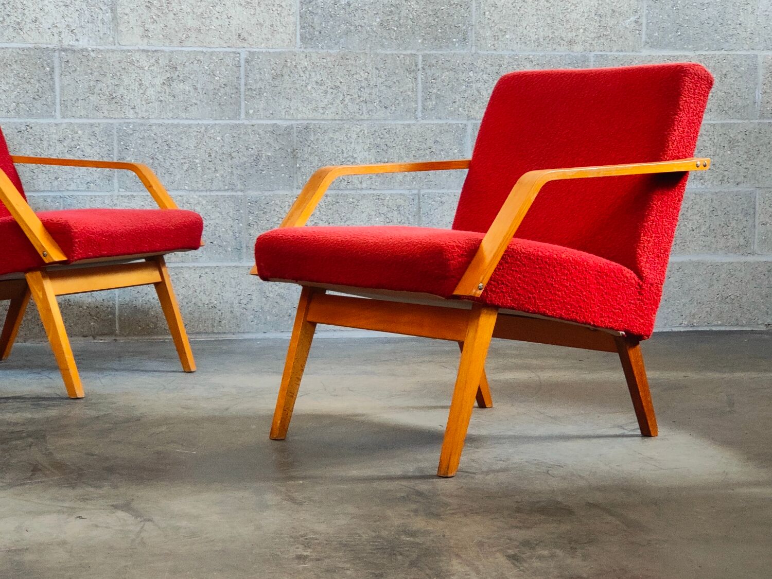 Pair of armchairs red Mier Topolcany 1960