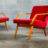 Pair of armchairs red Mier Topolcany 1960