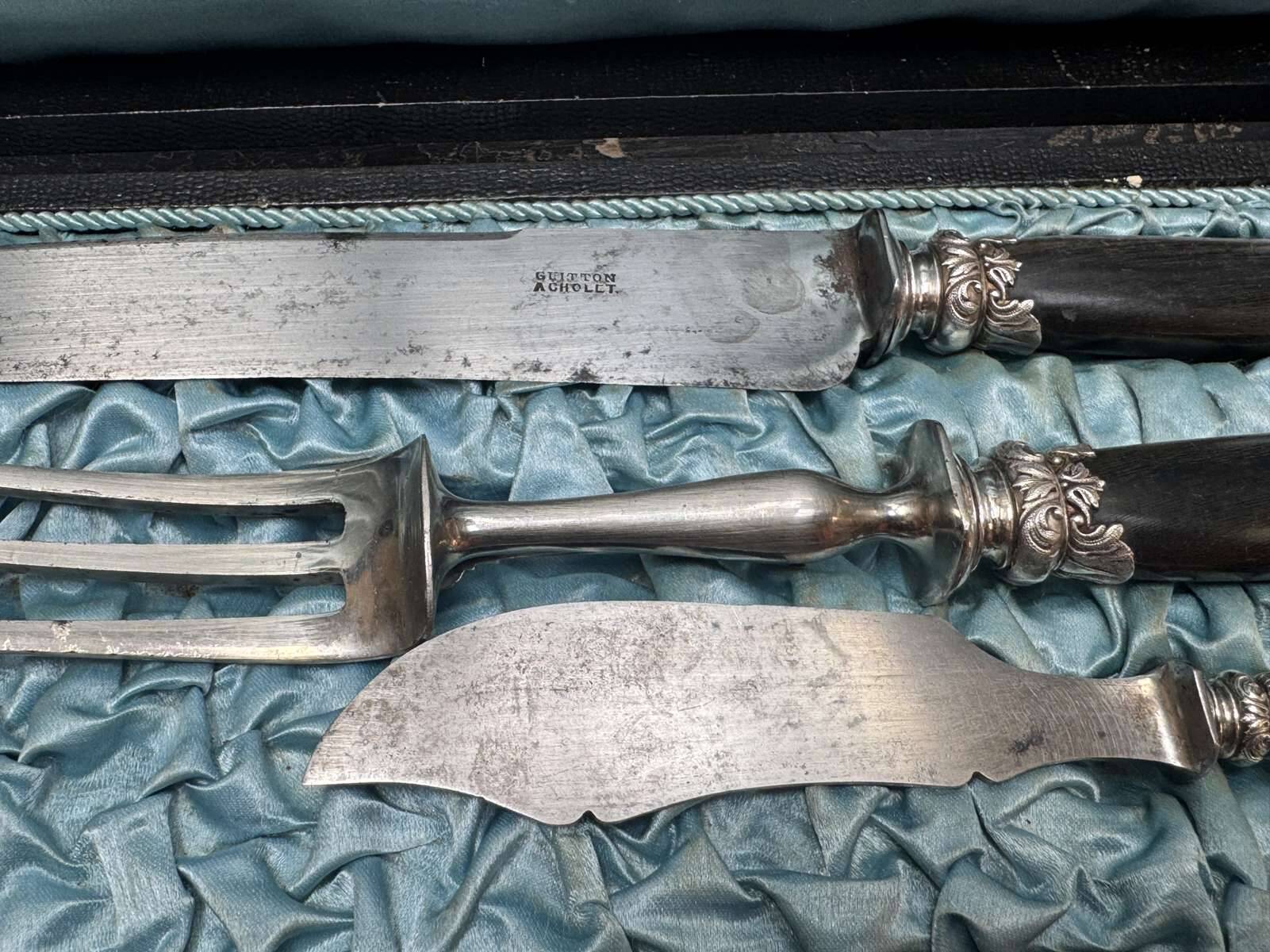 7-piece carving and serving set from the early 20th century.