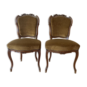Lot de 2 chaises en bois et velours