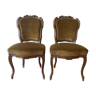 Set of 2 chairs in wood and brown velvet