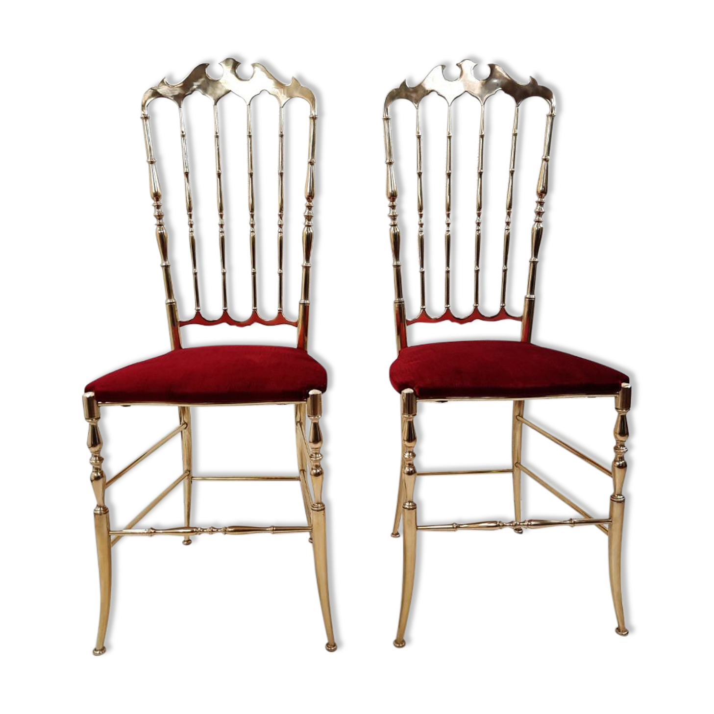 Pair of chiavarine chairs, brass