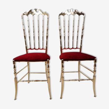 Pair of chiavarine chairs, brass