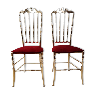 Pair of chiavarine chairs, brass