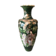 Grand vase en porcelaine asiatique de couleur vert et dore motif geisha