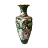 Grand vase en porcelaine asiatique de couleur vert et dore motif geisha