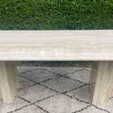 Large vintage dining table in travertine in the 1970s Carpa style.
