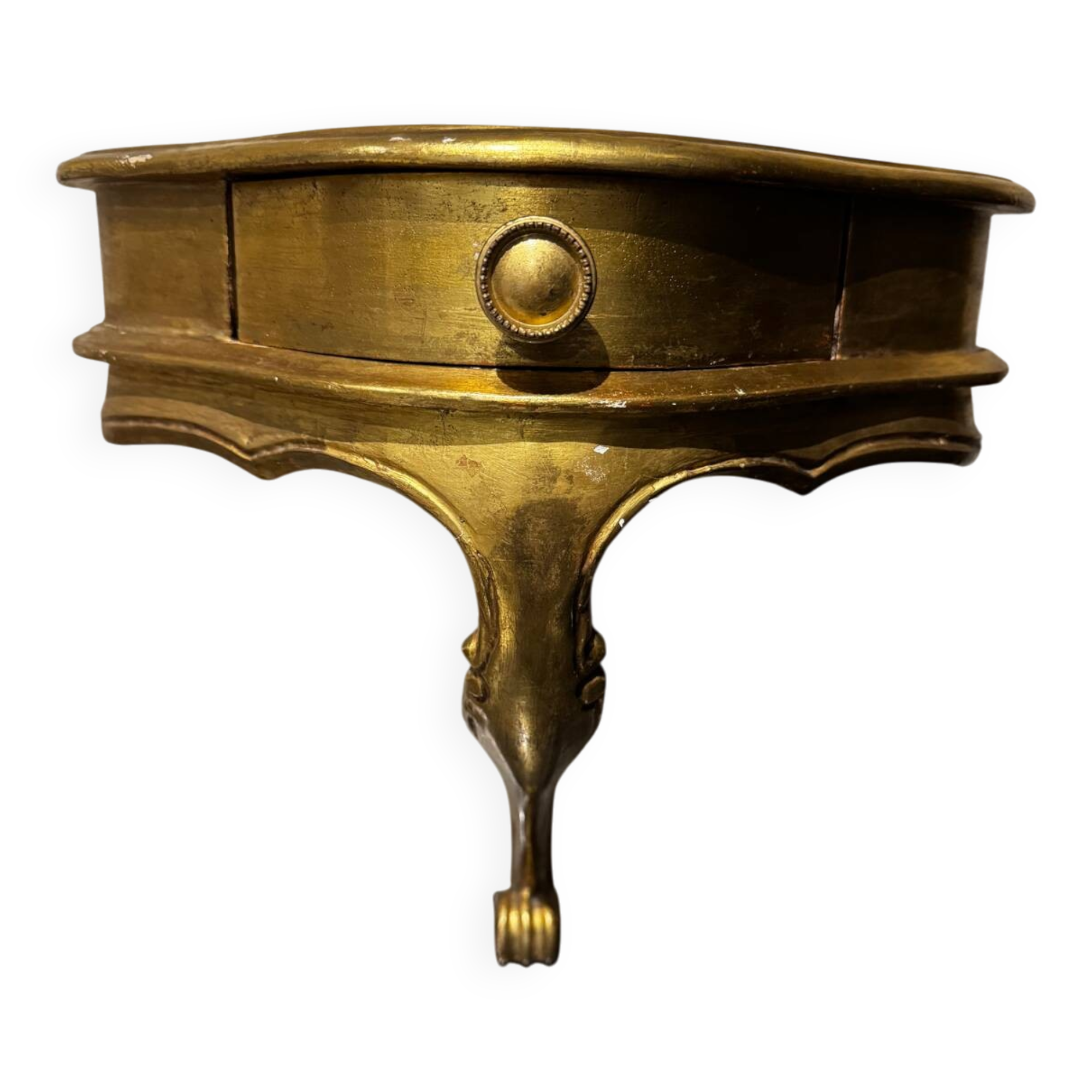Italian wall console with vintage gilded wood shelf
