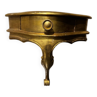 Italian wall console with vintage gilded wood shelf