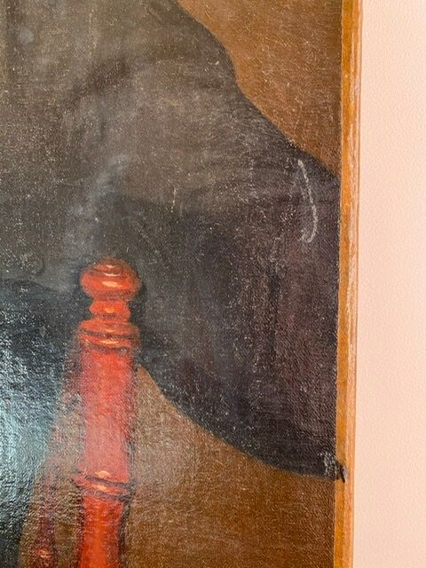 Ancient painting , portrait of a man signed A Delmére and dated 1845