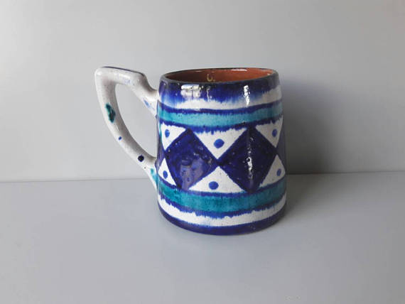 Paire de tasses en céramiques bleue - scandinaves