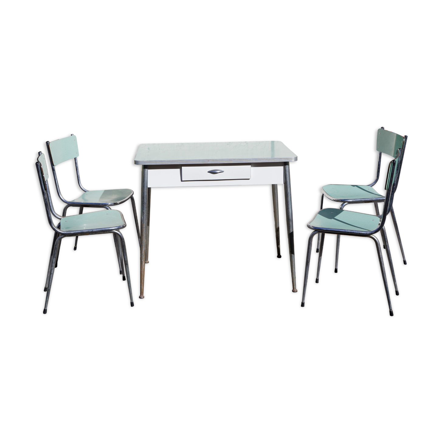 Formica water green table and chairs set