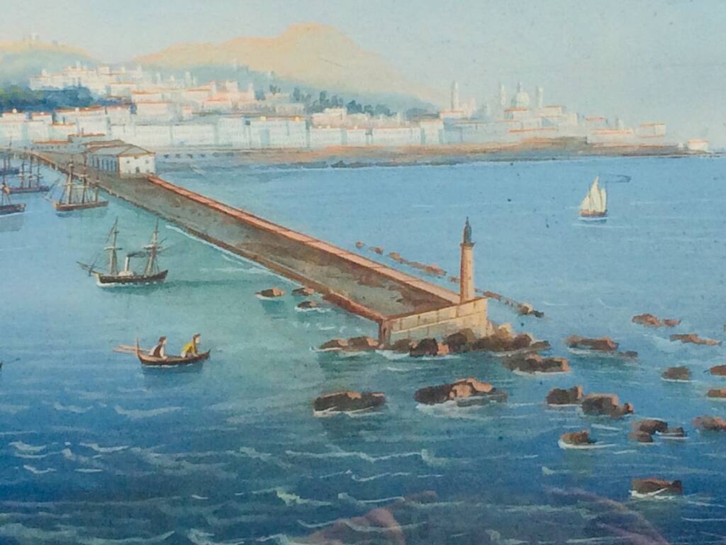 Large Neapolitan gouache: View of Naples. 19th century. Giuseppe Scoppa (attributed)