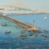 Large Neapolitan gouache: View of Naples. 19th century. Giuseppe Scoppa (attributed)