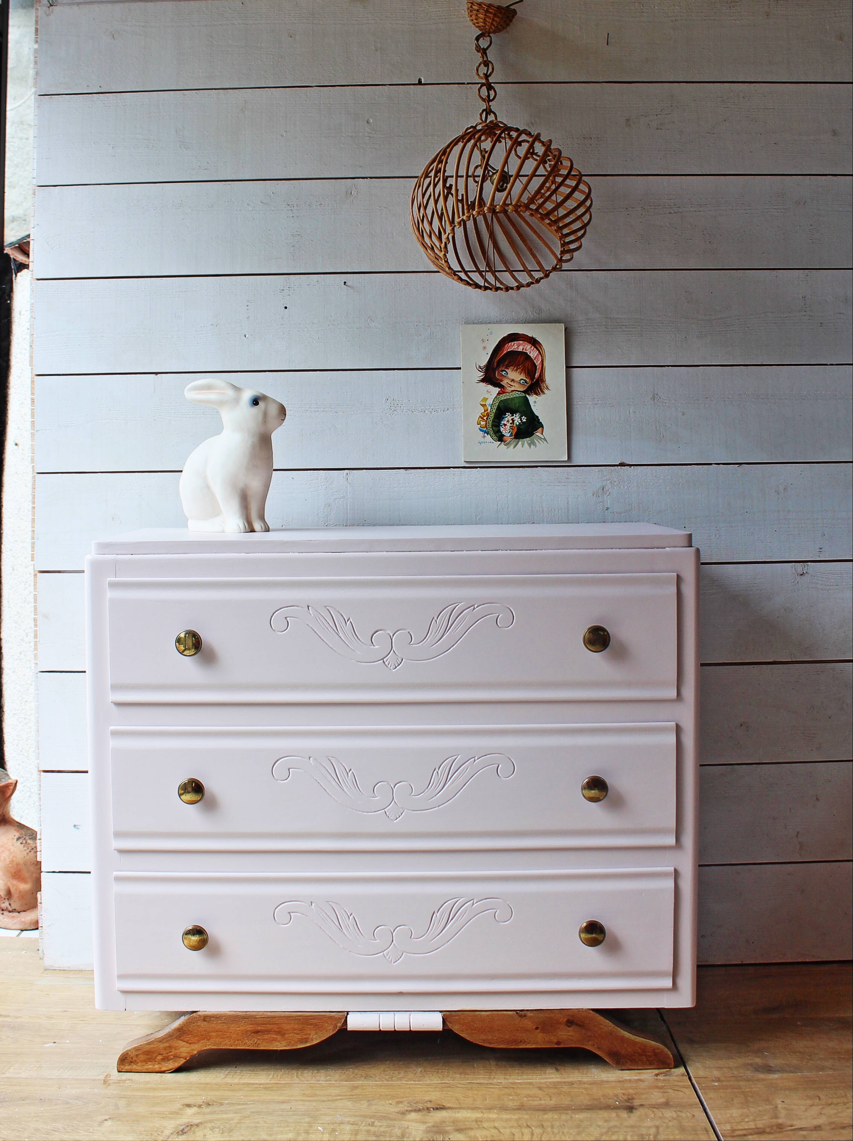 Commode années 60 rose poudré
