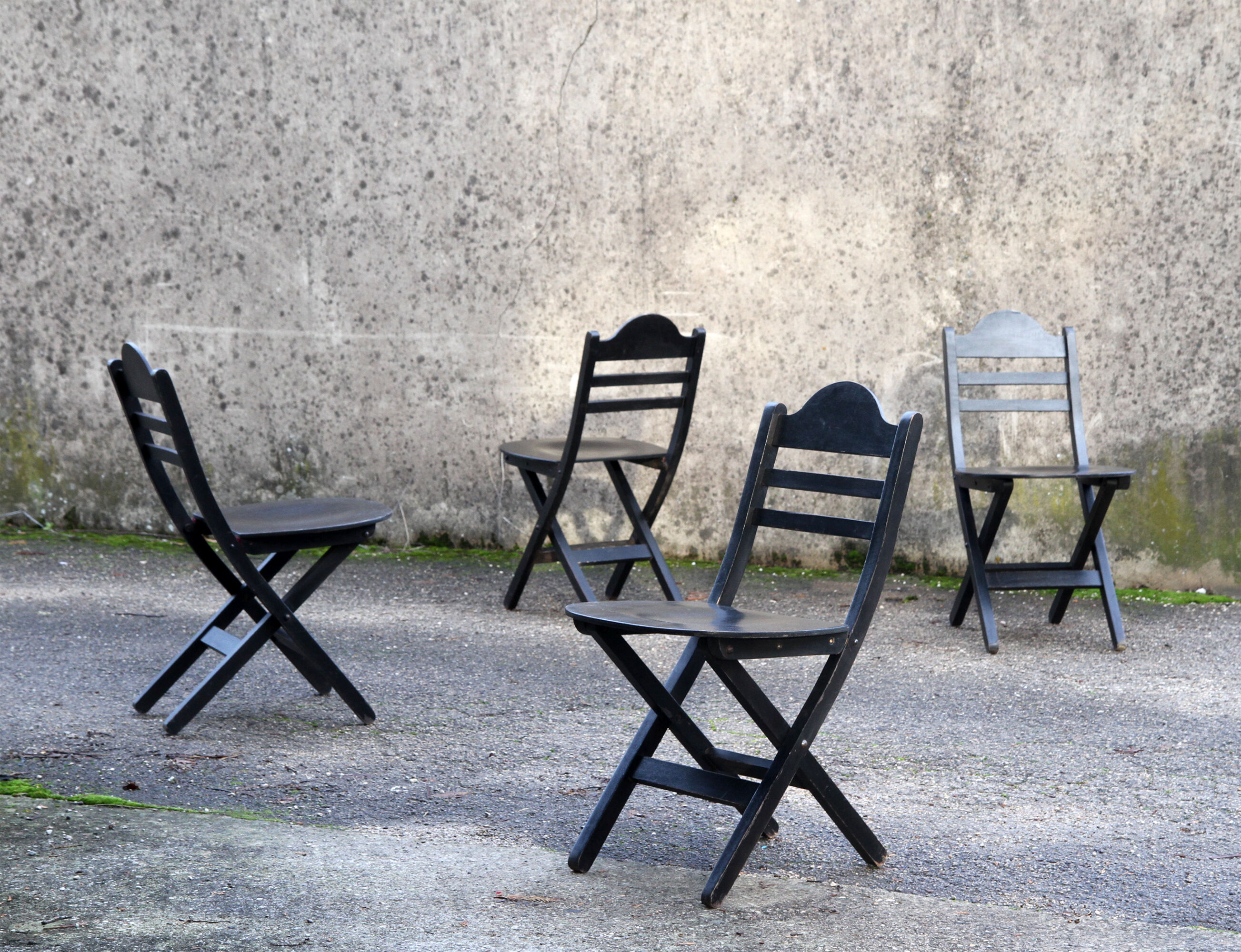Black folding chairs