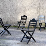 Black folding chairs