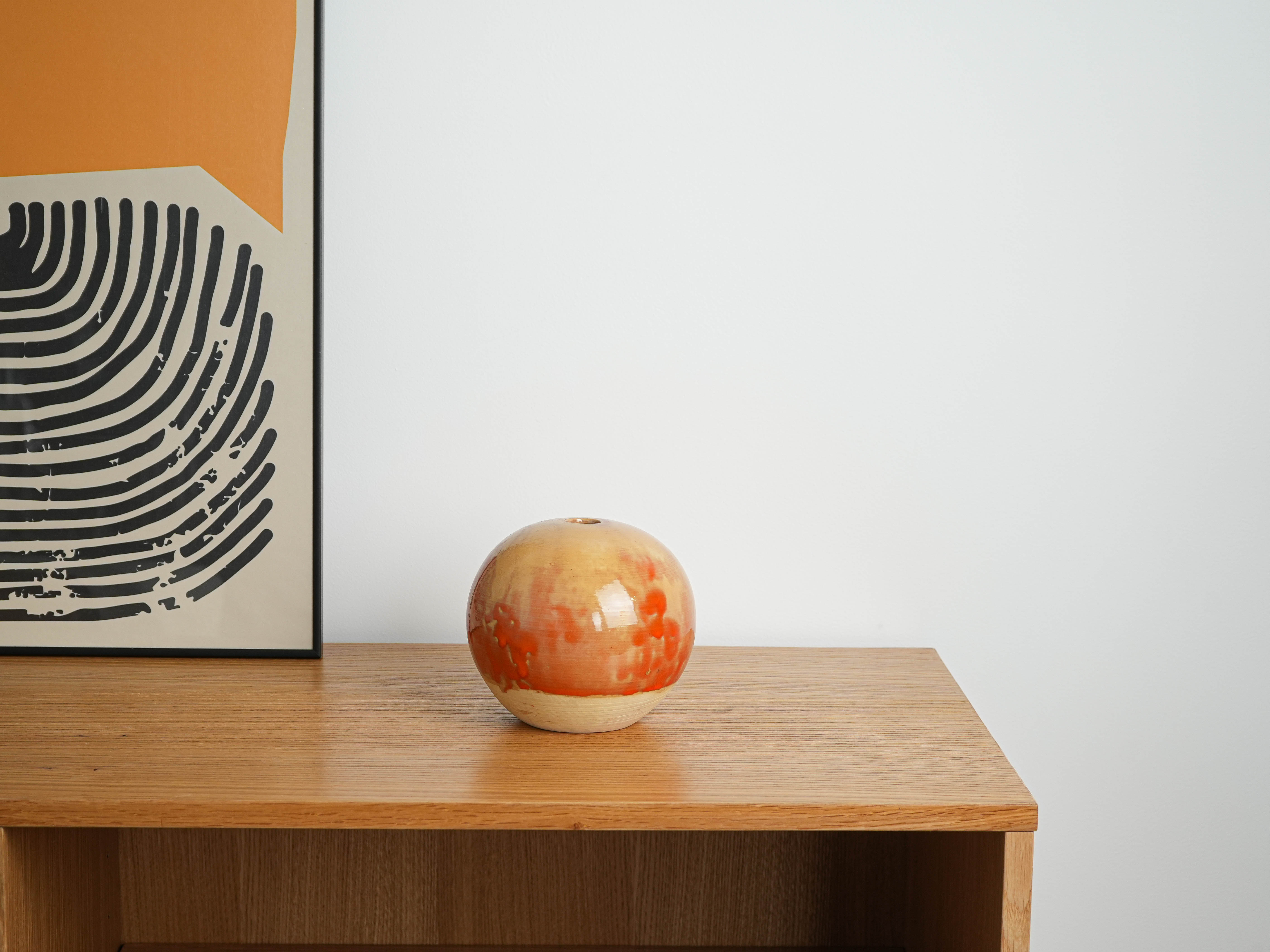 Spherical ceramic vase, Danish design, 1960s, made in Denmark