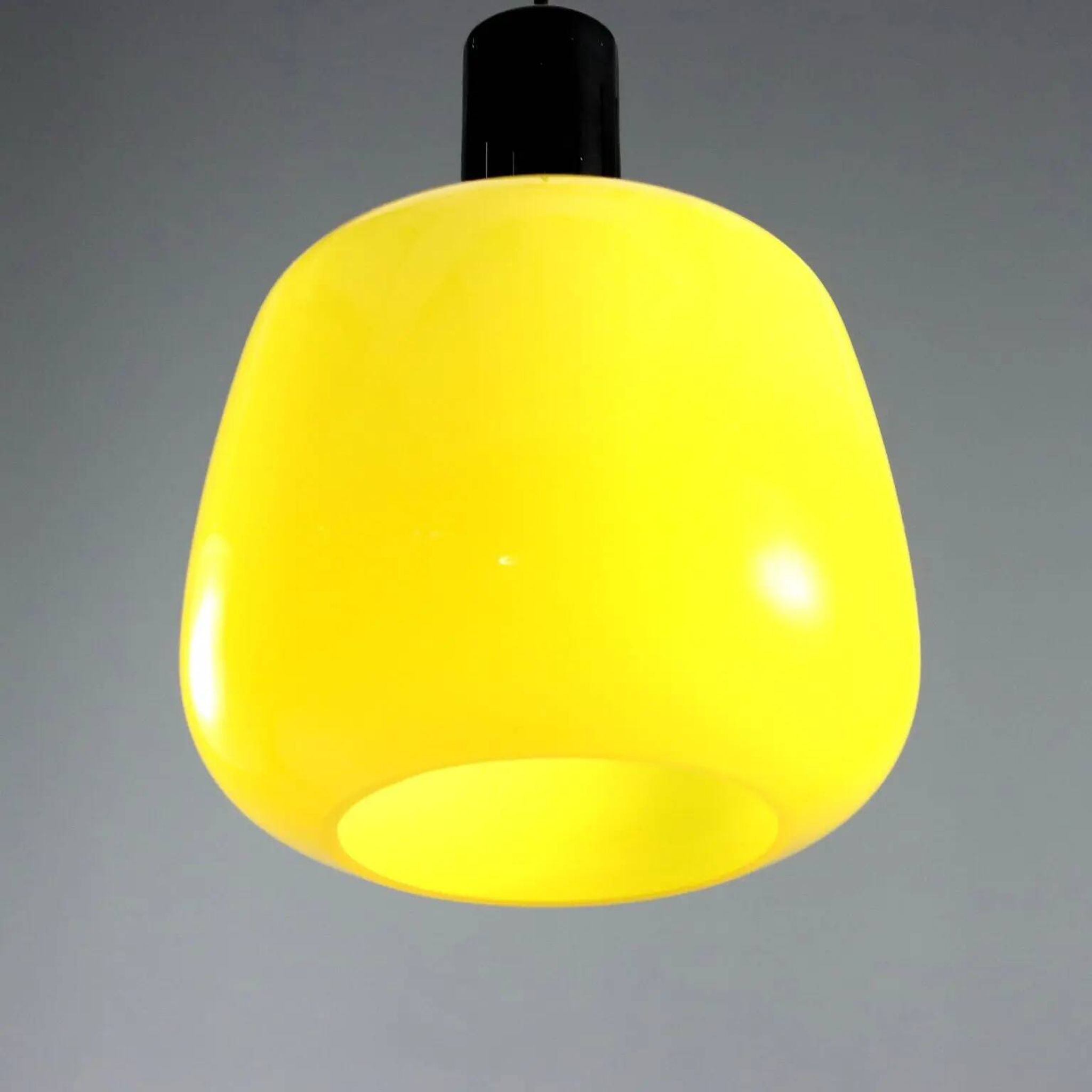 Vintage metal and glass pendant light design Italy 1960s