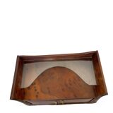 Tables de chevet italiennes Art déco en ronce de noyer, années 1950. Il ya une tablette supérieure en verre