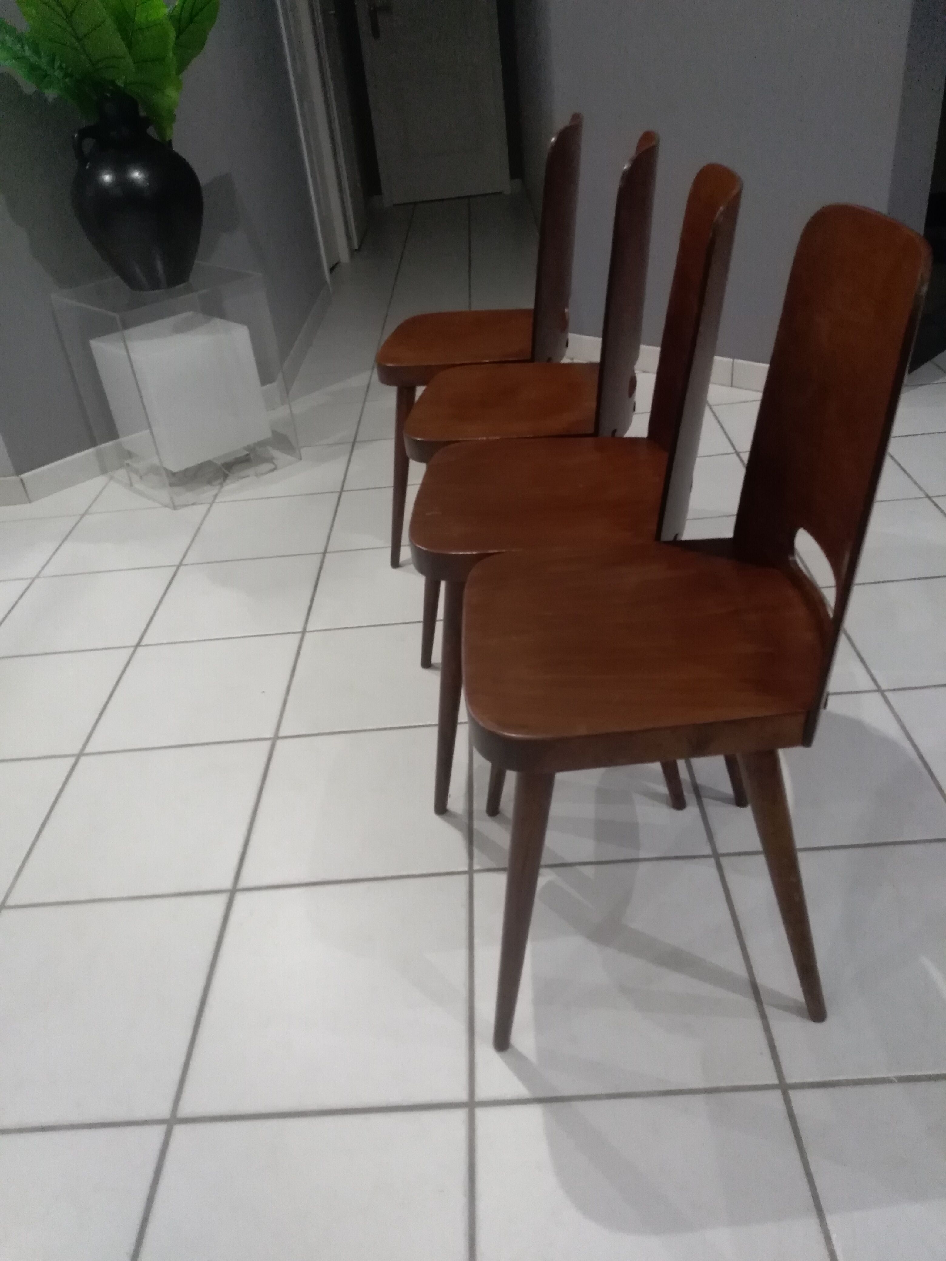 Suite of 4 Chairs by Bistrot Baumann year 1950