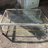 Table basse en laiton doré et chromé