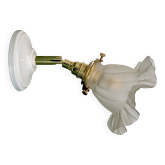 Vintage frosted glass tulip wall light