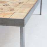Rectangular metal and cermal herbarium coffee table by Roger Capron, 1960s