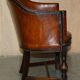 Fauteuil de bureau Édouardien 1910 en cuir et chêne sculpté
