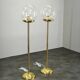 Pair of Space Age Bubble Glass and Brass Floor Lamps, 1970s