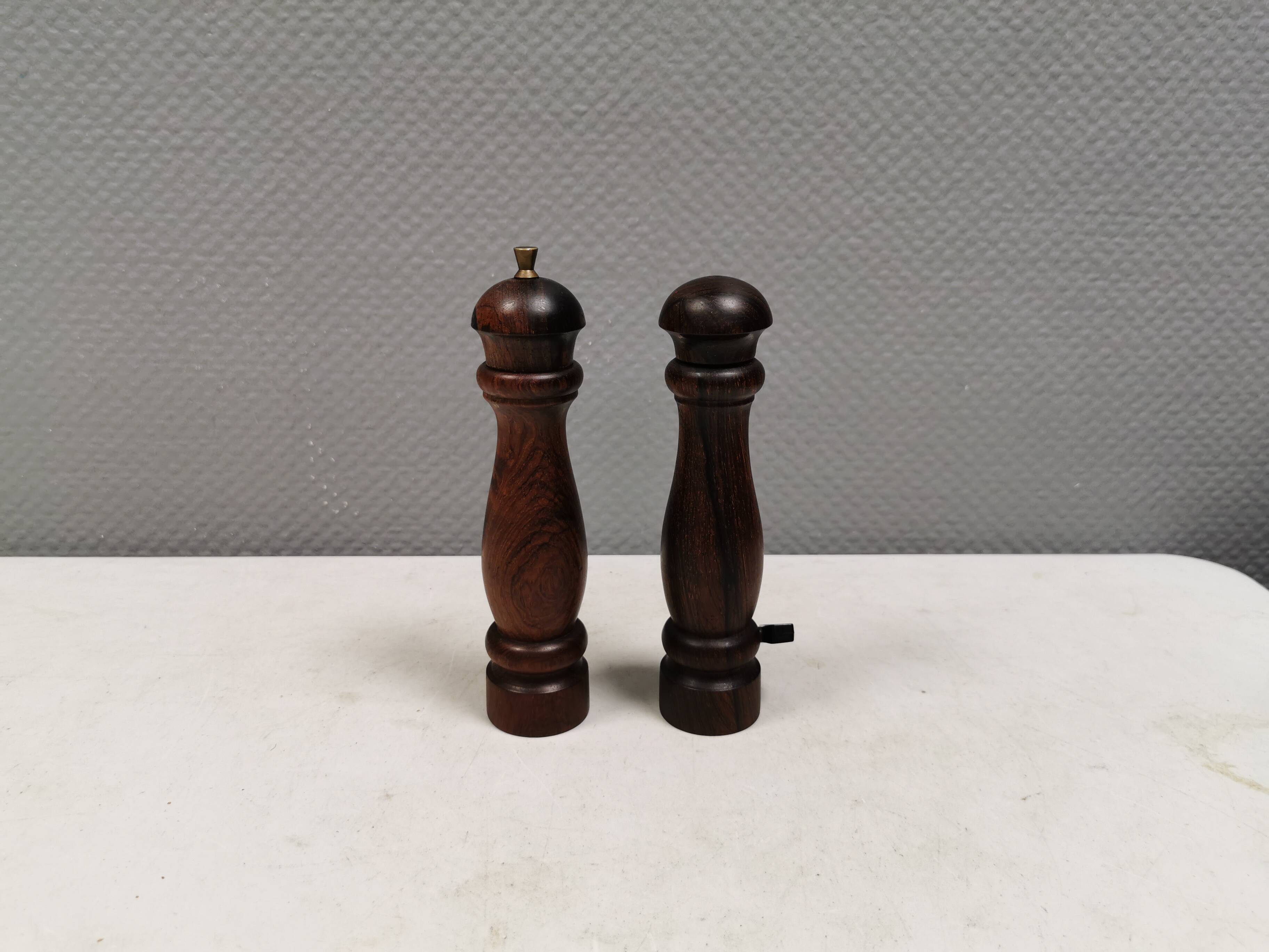 Salt and pepper set in rosewood, Denmark 1960-70s.