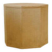 Petite table d’appoint octogonale en rotin couleur crème