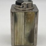 Large Vintage Collection TABLE LIGHTER in chrome-plated metal and horn