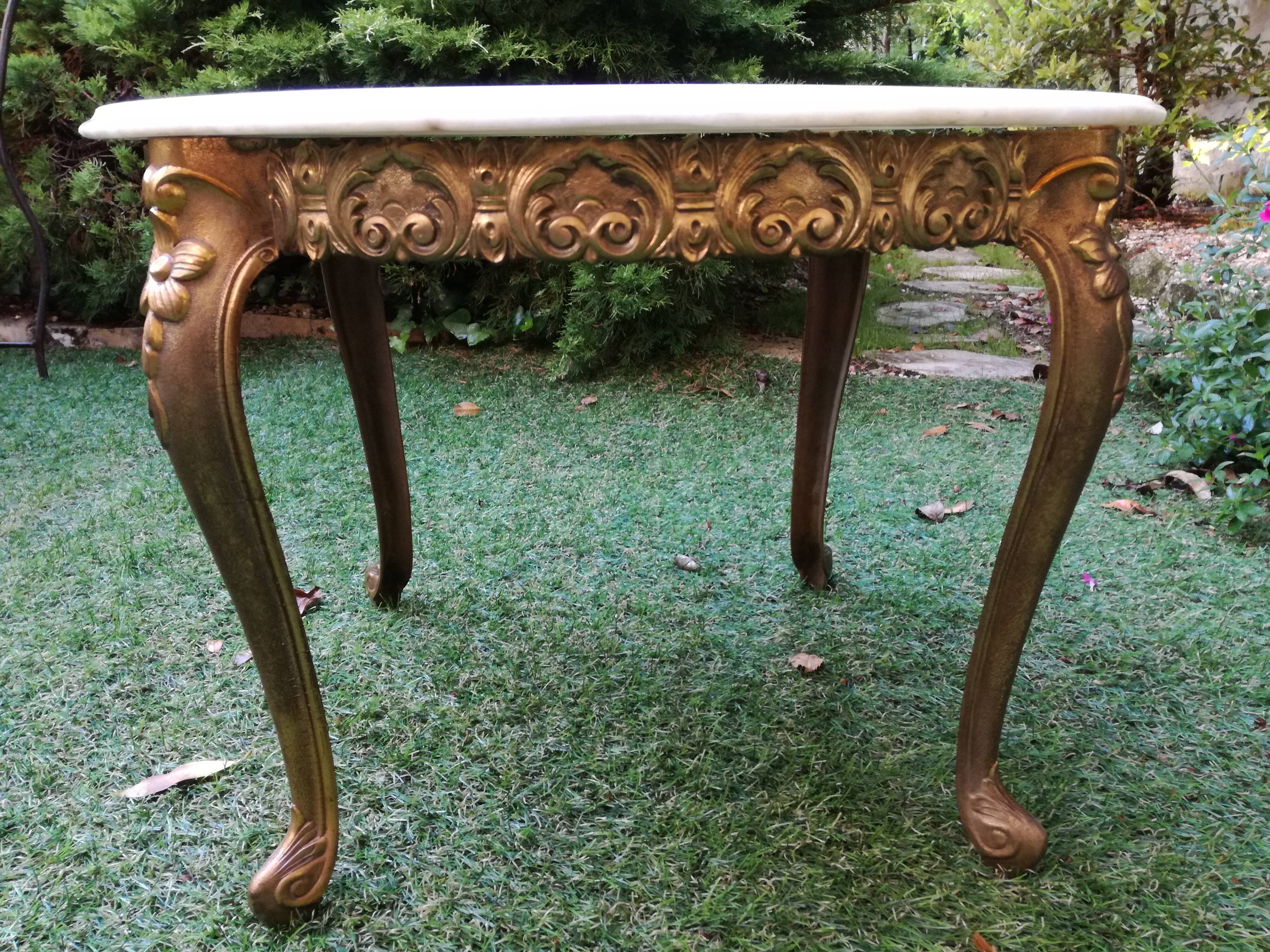 Louis XV coffee table bronze and marble