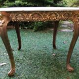 Louis XV coffee table bronze and marble