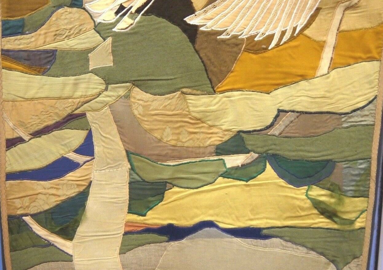 Tapestry and silk a bird decor 1930 geometry cutting in the state