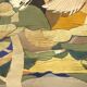 Tapestry and silk a bird decor 1930 geometry cutting in the state