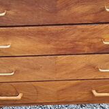 Chest of drawers of the 50s in golden oak compass feet 4 drawers