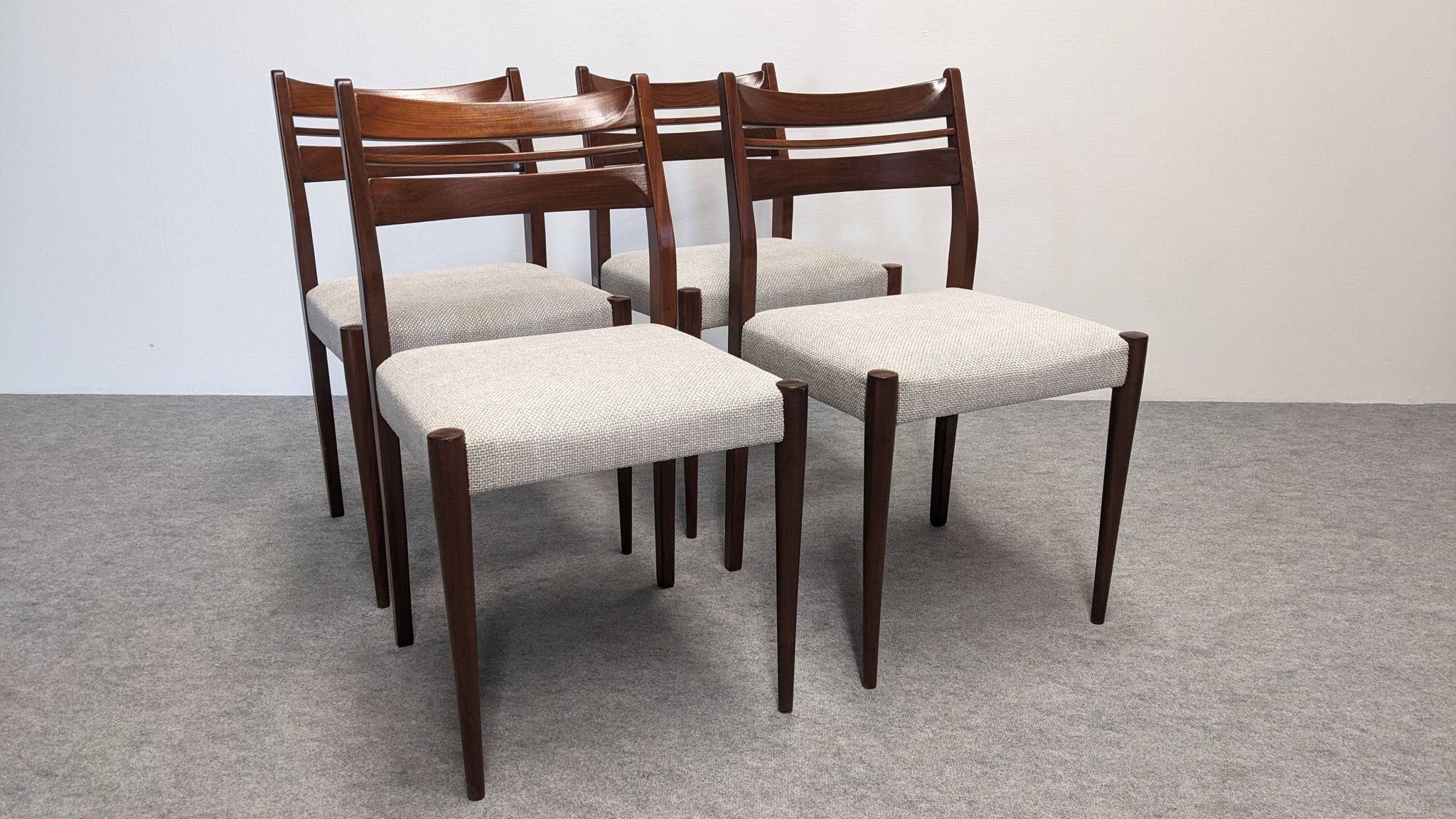 Set of 4 Scandinavian style teak chairs, France circa 1970.