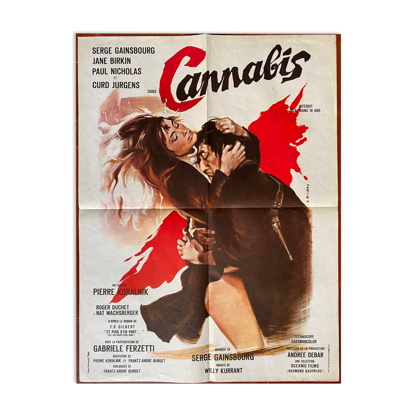 Movie poster "Cannabis" Serge Gainsbourg, Jane Birkin 60x80cm 1970