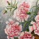 Antique oil painting on cardboard, bouquet of carnations, signed and dated 1899