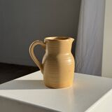 Small vintage jug engraved 50cl matte beige stoneware H14