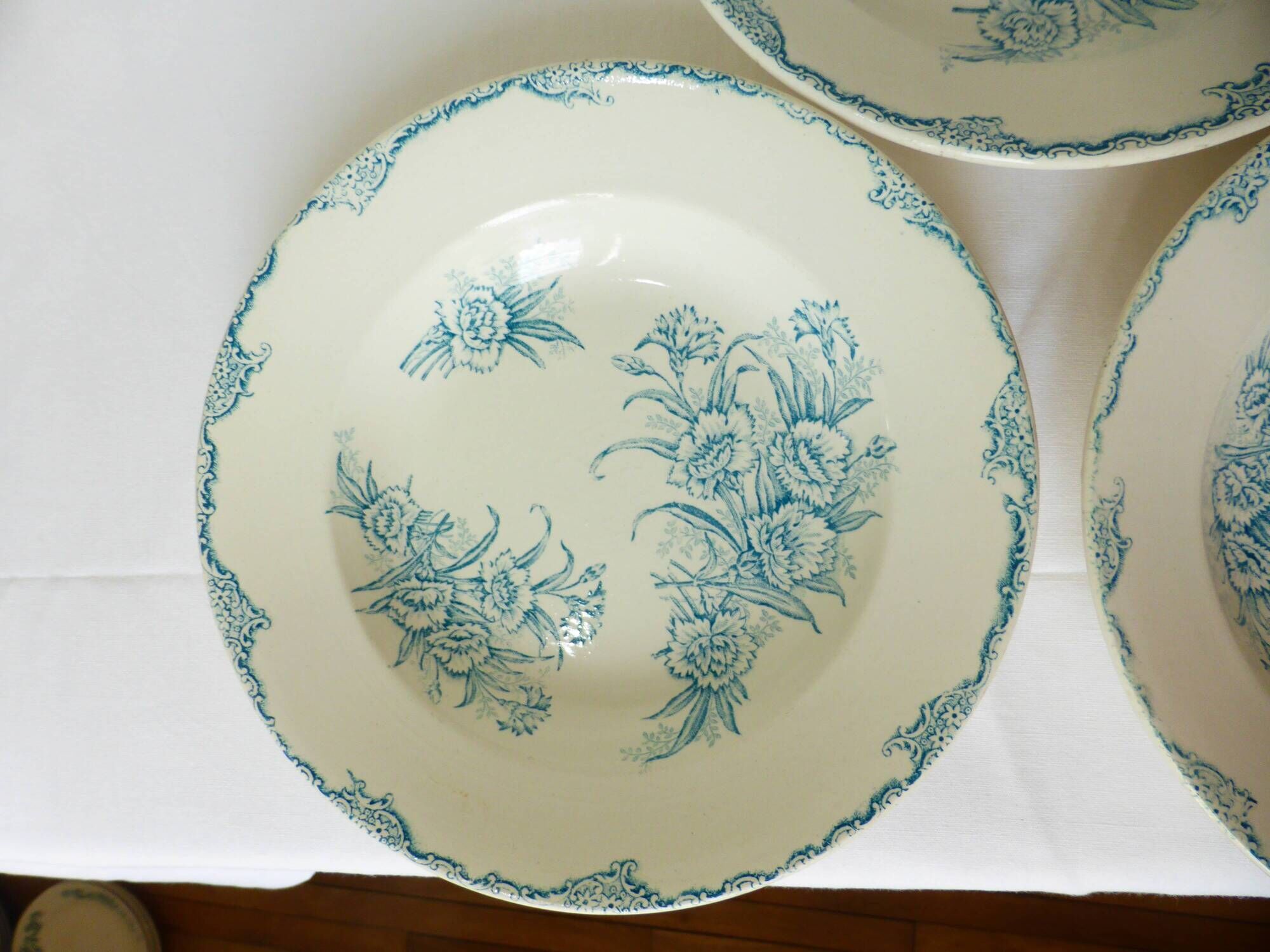 3 vintage deep plates in ironstone by L&G model Oeillets 220524