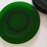 6 plats en verre vert
